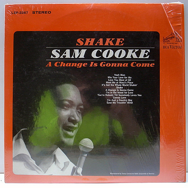 レコードメイン画像：稀少なシュリンク美品!! US 完全オリジナル ニッパー犬 深溝 SAM COOKE Shake (LSP-3367) 歴史的名バラード A Change Is Gonna Come ほか