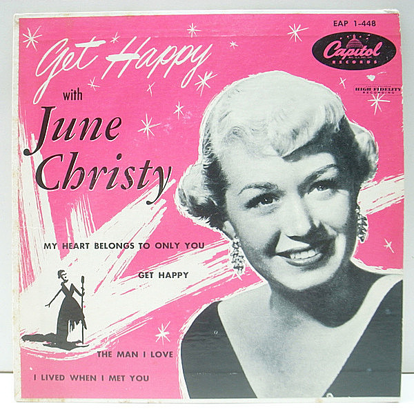 レコードメイン画像：良品!! 4曲入りEP 原盤 USオリジナル JUNE CHRISTY Get Happy (Capitol EAP 1-448) MONO 45RPM. 7インチ 音も抜群です