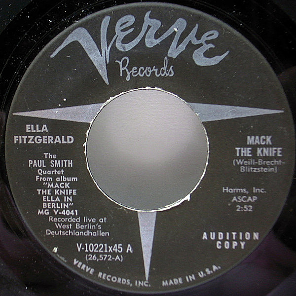 レコードメイン画像：初版 Verveリム MONO USオリジナル ELLA FITZGERALD Mack The Knife / How High The Moon ('60 Verve) EP 7インチ 45 RPM. モノラル