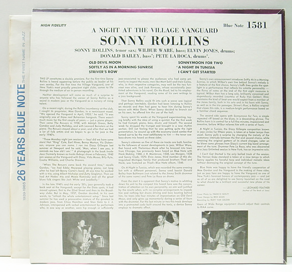 SONNY ROLLINS / A Night At The Village Vanguard (LP) / Blue Note