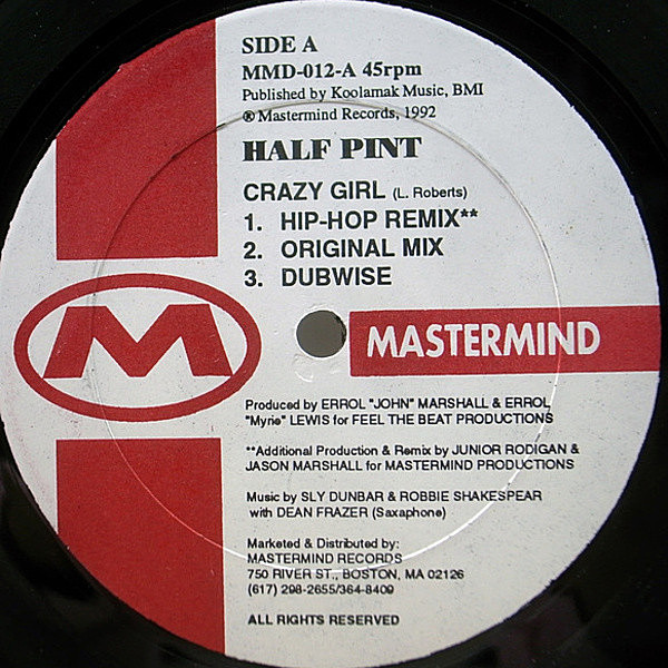 レコードメイン画像：STALAG使いのクラシック！US 12インチ HALF PINT Crazy Girl / Tell We This ('92 Mastermind) DANCEHALL ハーフ・パイント STALAG 45RPM.