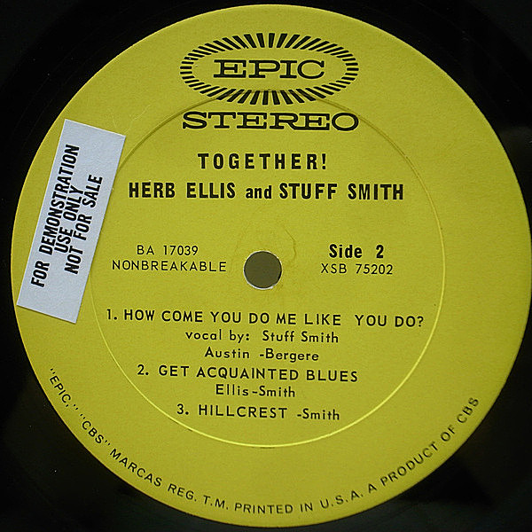 未使用 Herb Ellis - Together! / レコード HERB ELLIS / STUFF SMITH / Together! (LP) / Epic | WAXPEND