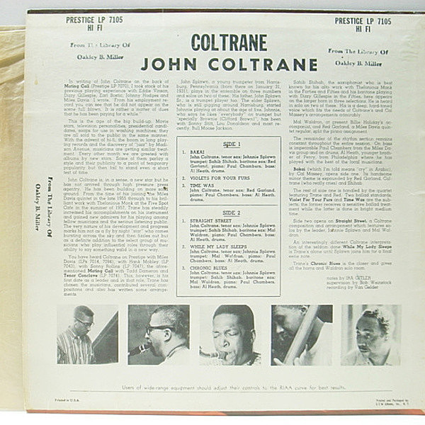 JOHN COLTRANE / Coltrane (LP) / Prestige | WAXPEND RECORDS