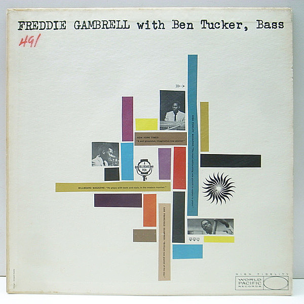 レコードメイン画像：プロモ MONO 初版 楕円・深溝 USオリジナル FREDDIE GAMBRELL With BEN TUCKER, Bass ('59 World Pacific WP-1256) デュオ・アルバム