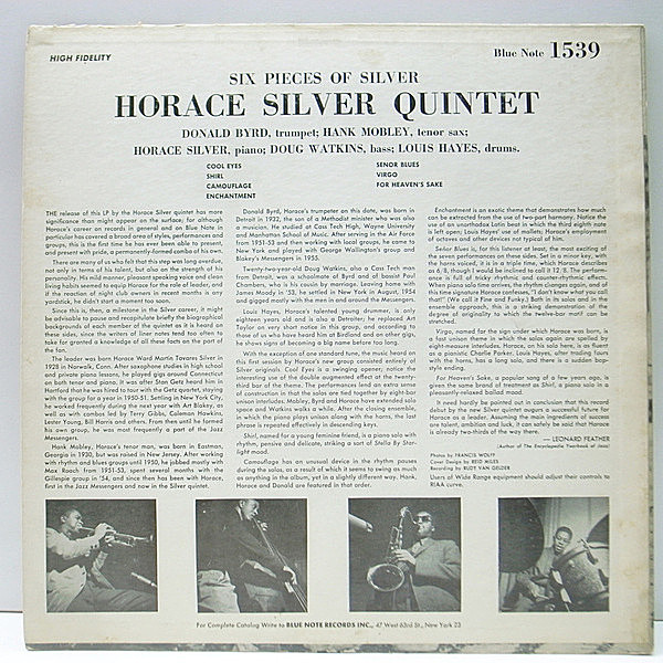 HORACE SILVER / 6 Pieces Of Silver (LP) / Blue Note | WAXPEND RECORDS