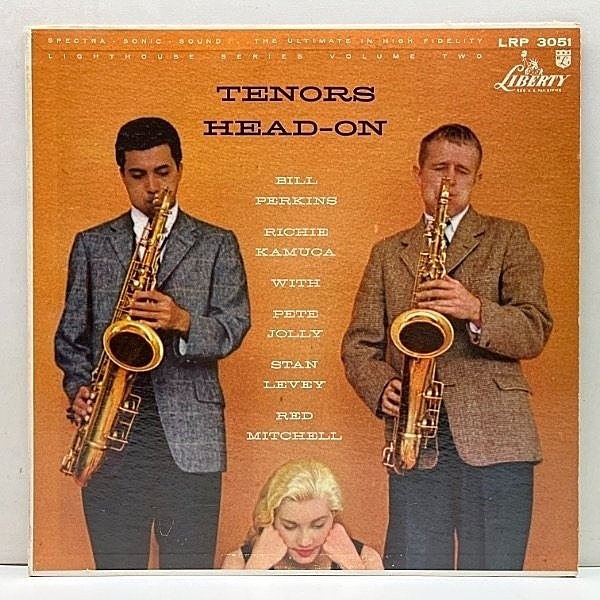 レコードメイン画像：美盤!! MONO 初版ターコイズ 深溝 USオリジナル BILL PERKINS, RICHIE KAMUCA Tenors Head On (Liberty LRP 3051) Pete Jolly, Stan Levey