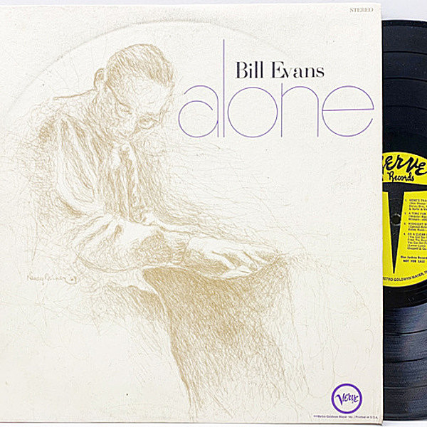 レコードメイン画像：稀少【黄プロモ・良好品】USオリジナル BILL EVANS Alone ('70 Verve) リリシズムに溢れたソロ・ピアノ 米 Lp ビル・エヴァンス／アローン