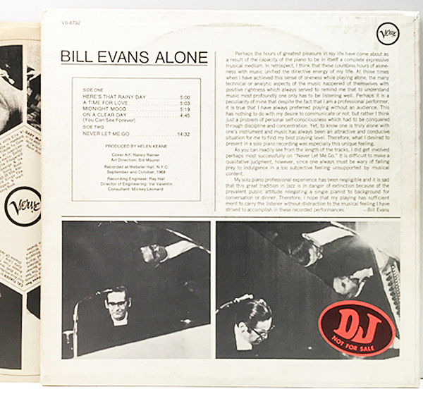 BILL EVANS / Alone (LP) / Verve | WAXPEND RECORDS