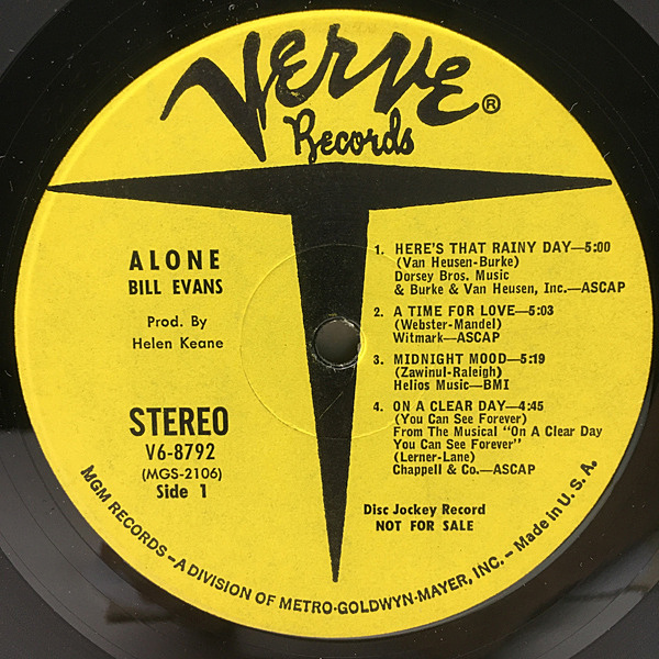 Bill Evans Alone Verve Records 20MJ 0010 Japan VINYL LP OBI