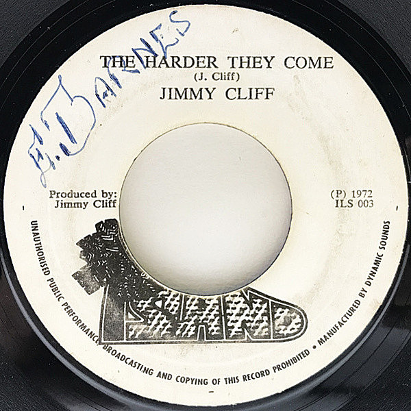 レコードメイン画像：7インチ JAMAICA オリジナル JIMMY CLIFF The Harder They Come / Many Rivers To Cross ('72 Island) ジミー・クリフ 名曲 O.S.T. 45RPM.