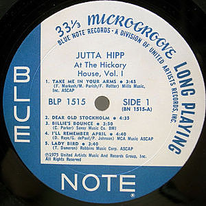 JUTTA HIPP / At The Hickory House Volume 1 (LP) / Blue Note