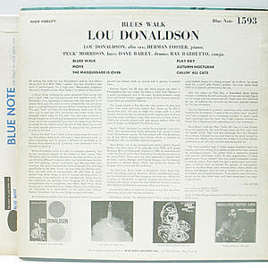 LOU DNALDSON BLUES WALK レコードLP LOU DONALDSON Blues Walk MONO LP Blue Note 1593 *DG SIDE 2