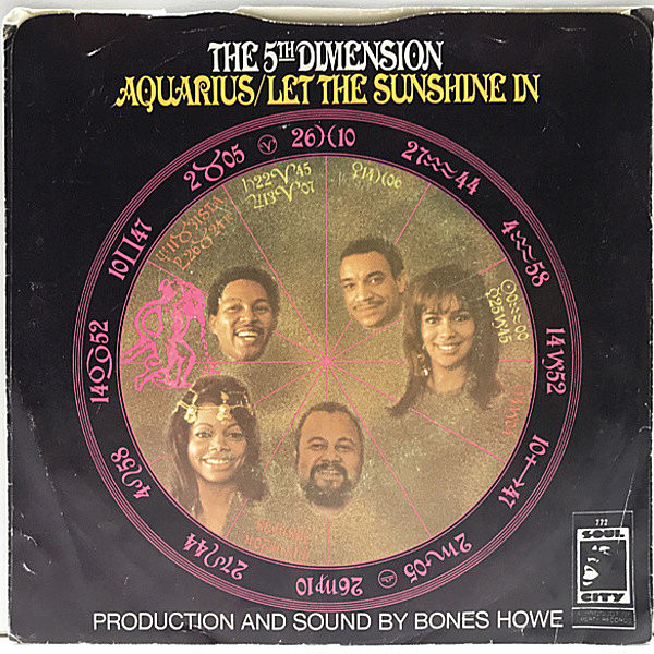 レコードメイン画像：良好！P.S.付き 7インチ USオリジナル 5TH DIMENSION Aquarius, Let The Sunshine In / Don'tcha Hear Me Callin' To Ya ('68 Soul City)