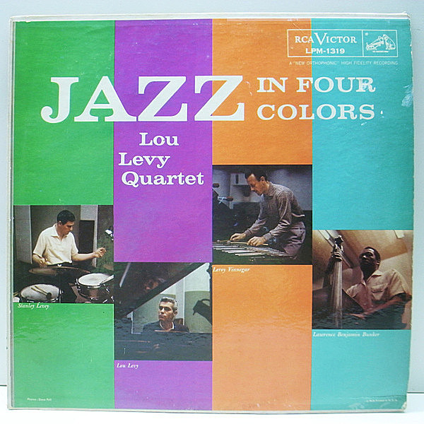 レコードメイン画像：美盤!! USオリジナル MONO 初版ニッパー 銀文字 深溝 LOU LEVY QUARTET Jazz In Four Colors ('56 RCA Victor) Larry Bunker ほか