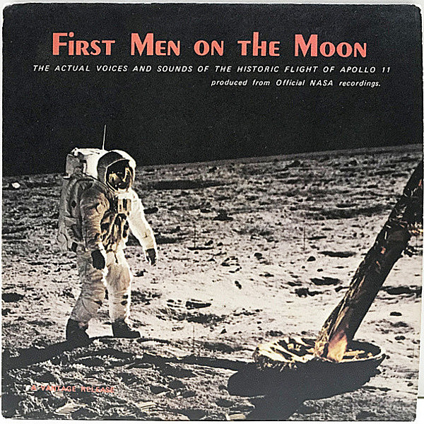 レコードメイン画像：美盤!! 7インチ USオリジナル VINCE LEONARD First Men on the Moon (Vantage) アポロ11号 月面着陸 ドキュメンタリー NASA 33RPM.