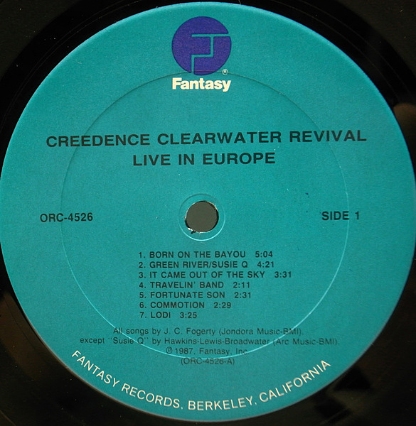CREEDENCE CLEARWATER REVIVAL / Live In Europe (LP) / Fantasy