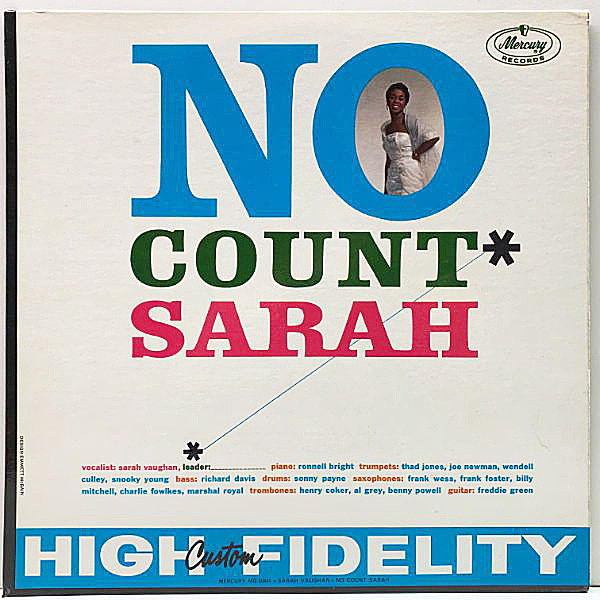 レコードメイン画像：パーフェクト極美品!! MONO 初版Logo-Top 黒銀ラベ 深溝 SARAH VAUGHAN No Count Sarah (Mercury) カウント・ベイシー(抜き)楽団との好演