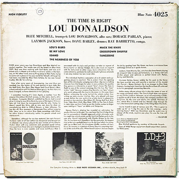 LOU DONALDSON / The Time Is Right (LP) / Blue Note | WAXPEND RECORDS