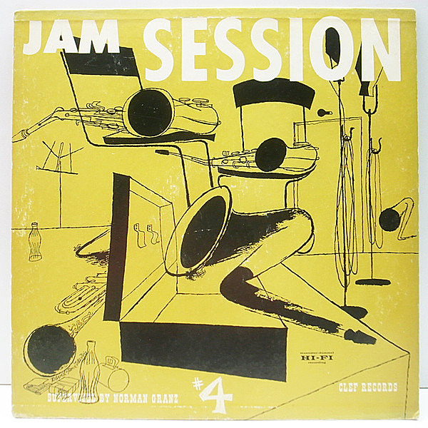 レコードメイン画像：良品!! Clef 水色 大TP 深溝 USオリジナル『Norman Granz' Jam Session #4』Harry Edison, Stan Getz, Wardell Gray, Count Basie ほか
