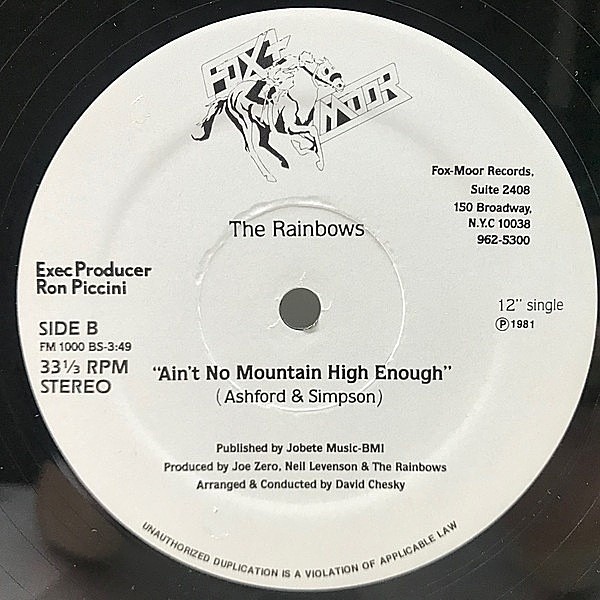 レコードメイン画像：シュリンク美品!! 12インチ オリジナル RAINBOWS Ain't No Mountain High Enough / Fourever Seasons ('81 Fox Moor) ASHFORD & SIMPSON