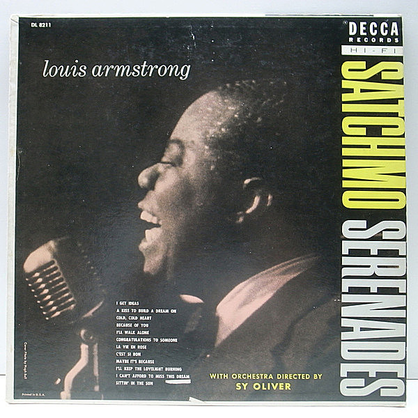 レコードメイン画像：レア!! Flat MONO 深溝 USオリジナル LOUIS ARMSTRONG Satchmo Serenades ('52 Decca DL 8211) サッチモ流バラード集 名盤
