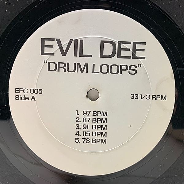 レコードメイン画像：【ドラムブレイク10パターン！DJユース】US Unofficial ホワイトオンリー EVIL DEE Drum Loops ('95 EFC-005) ドラム・ループ BATTLE TOOL