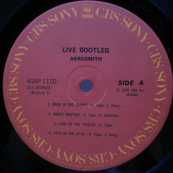 AEROSMITH / Live! Bootleg (LP) / CBS・Sony | WAXPEND RECORDS