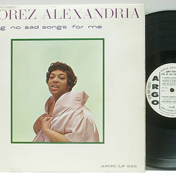 レコードメイン画像：白プロモ MONO 深溝 USオリジナル LOREZ ALEXANDRIA Sing No Sad Songs For Me ('61 Argo) White Promo Copy!!