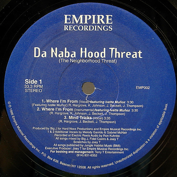 レコードメイン画像：【N.Y.アンダーグラウンド】美盤!! 12インチ USオリジナル DA NABA HOOD THREAT Where I'm From ('96 Empire) Represent Groundz PAUL NICE