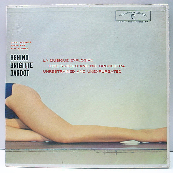 レコードメイン画像：【セクシーな全身画】美盤!! 初版 MONO 深溝 USオリジナル PETE RUGOLO Behind Brigitte Bardot (Warner B 1371) ブリジット・バルドー LP