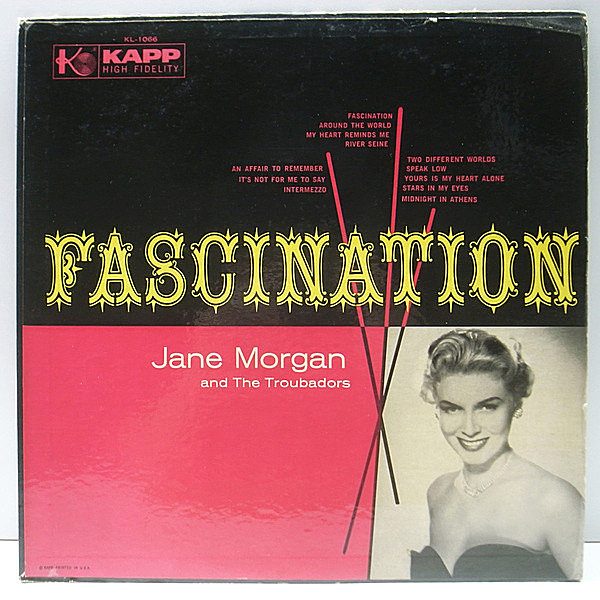 レコードメイン画像：美盤!! 白プロモ MONO 深溝 USオリジナル JANE MORGAN Fascination ('57 Kapp) 美人シンガー、ジェーン・モーガンの2nd.アルバム モノラル