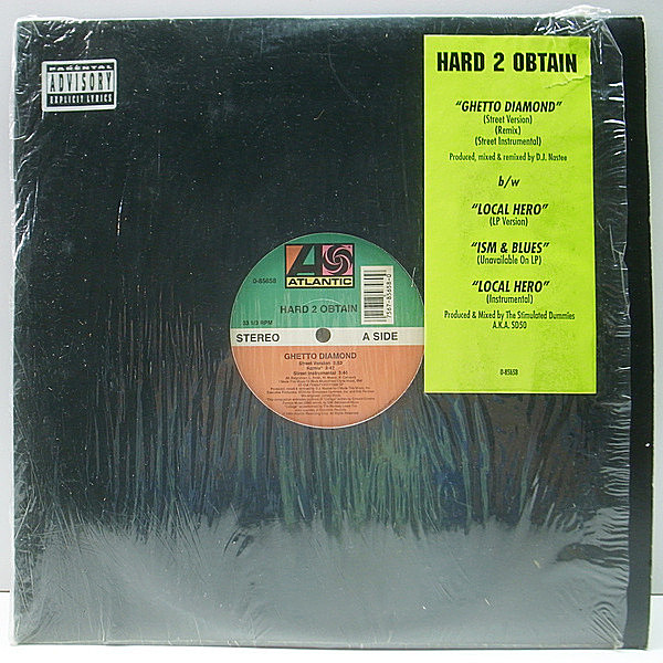 レコードメイン画像：【アルバム未収録／Ism & Blues収録】シュリンク良品!! 12インチ オリジナル HARD 2 OBTAIN Ghetto Diamond / Local Hero ('94 Atlantic)