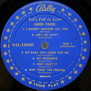 JANIS PAIGE / Let's Fall In Love (LP) / Bally | WAXPEND RECORDS