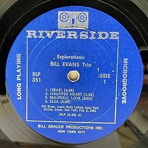 BILL EVANS / Explorations (LP) / Riverside | WAXPEND RECORDS
