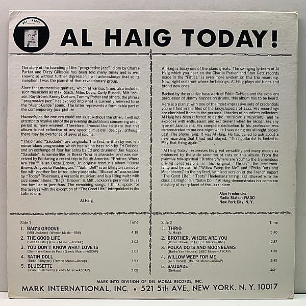 AL HAIG / Today! (LP) / Mint | WAXPEND RECORDS