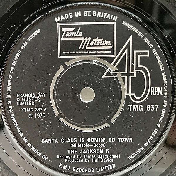 レコードメイン画像：良盤!! 7インチ UKオリジナル JACKSON 5 Santa Claus Is Comin' To Town / サンタが街にやってくる ('72 Tamla Motown) クリスマスソング