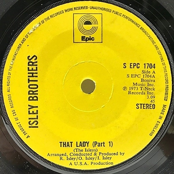 レコードメイン画像：美盤!! 7インチ UKオリジナル ISLEY BROTHERS That Lady Part 1,2 ('73 Epic) KENDRICK LAMAR, BEASTIE BOYS サンプリング ネタ 45RPM.
