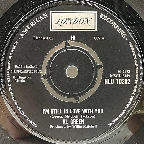 レコードメイン画像：美再生の良盤!! 7インチ UKオリジナル AL GREEN I'm Still In Love With You / Old Time Lovin' ('72 London) WILLIE MITCHELL 45RPM.