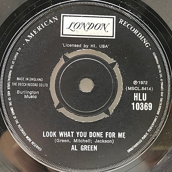 レコードメイン画像：美盤!! 7インチ UKオリジナル AL GREEN Look What You Done For Me / I've Never Found A Girl ('72 London) アル・グリーン