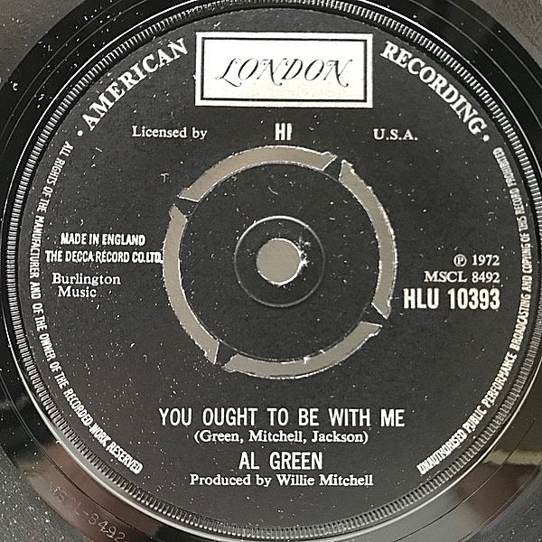レコードメイン画像：美盤!! 7インチ UKオリジナル AL GREEN You Ought To Be With Me / What Is This Feeling ('72 London) アル・グリーン WILLIE MITCHELL