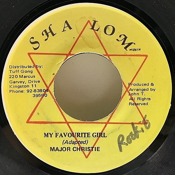 レコードメイン画像：良好盤！7インチ JAMAICA オリジナル MAJOR CHRISTIE My Favourite Girl (Shalom) REAL ROCK／riddim VERSIONテイク 収録 DANCEHALL 45RPM.