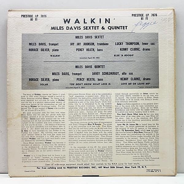 Miles Davis / Walkin' (LP) / Prestige | WAXPEND RECORDS