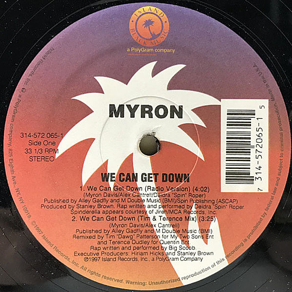 レコードメイン画像：良盤!! 12インチ USオリジナル MYRON We Can Get Down ('97 Island Black Music) Tim & Terence Mix ほか 1st. デビューシングル 33RPM.