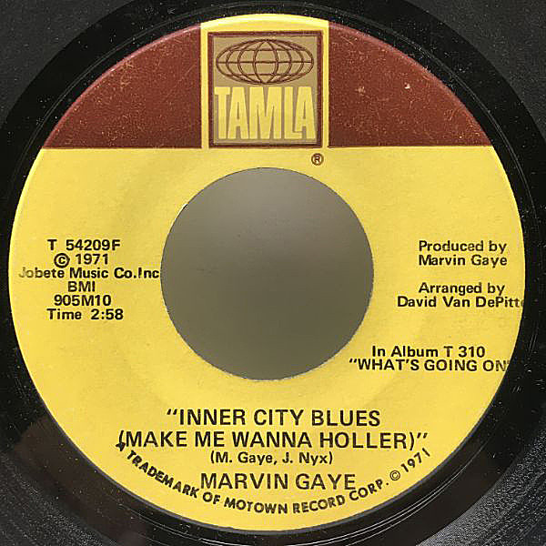 レコードメイン画像：7インチ USオリジナル MARVIN GAYE Inner City Blues / Wholy Holy ('71 Tamla) What's Going Onからのカット SAMPLING メロウ・クラシック