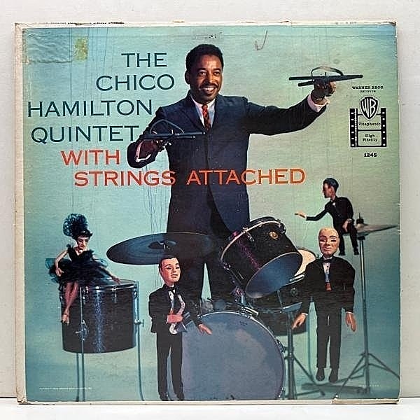 レコードメイン画像：【w/ Eric Dolphy, Dennis Budimir】良好盤!! MONO 深溝 USオリジナル CHICO HAMILTON QUINTET With Strings Attached ('59 Warner B 1245)