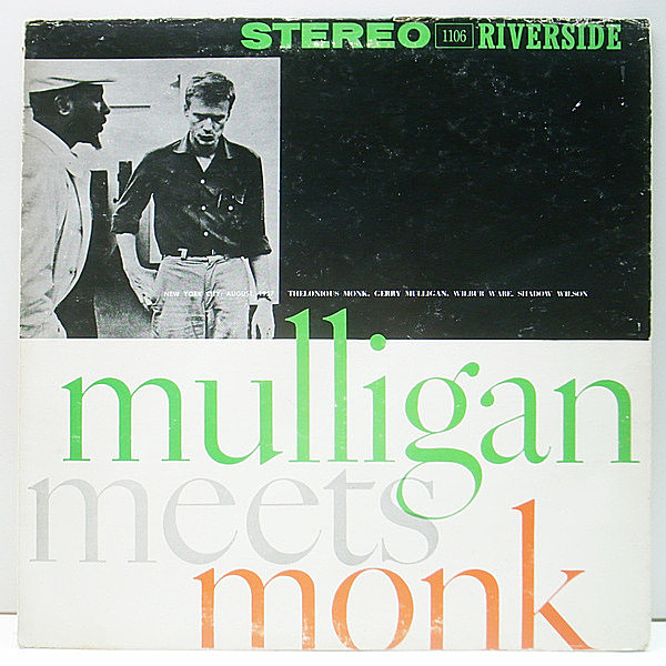 レコードメイン画像：良盤!! US初期 黒ラージ 深溝 THELONIOUS MONK Mulligan Meets Monk (Riverside RLP 1106) モンク・ミーツ・マリガンが相俟った異色の競演
