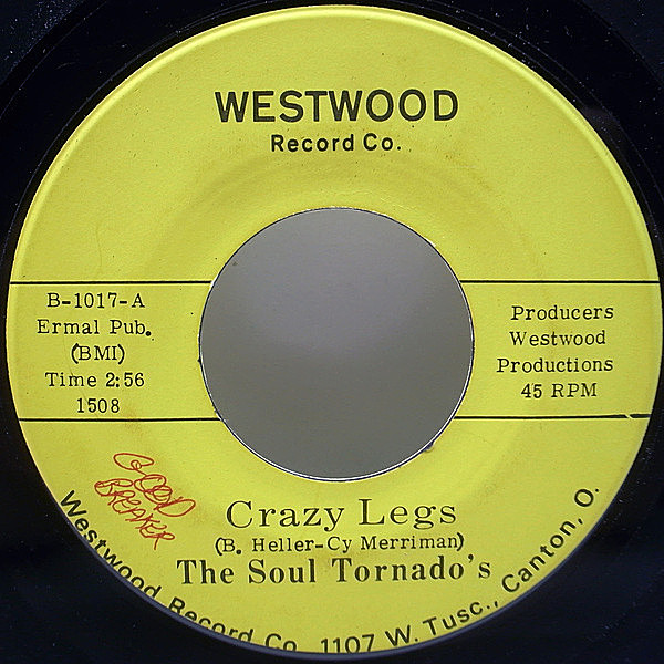レコードメイン画像：【激レア！RARE FUNK】美再生の良盤 7インチ USオリジナル SOUL TORONADOS Crazy Legs / Bobby's Mood ('70 Westwood) ドラムブレイク INST
