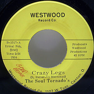 レコード画像：SOUL TORONADOS / Crazy Legs / Bobby's Mood