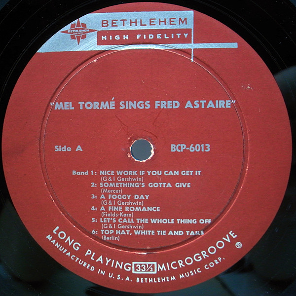 MEL TORME / Sings Fred Astaire (LP) / Bethlehem | WAXPEND