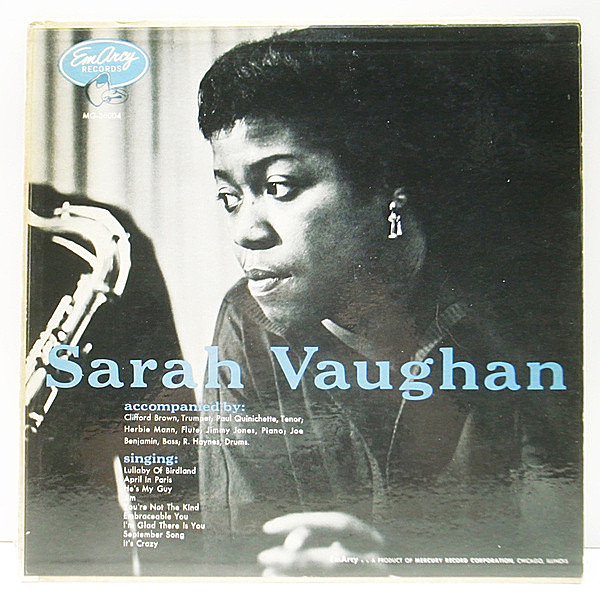 レコードメイン画像：レア!!【YMG, 銀縁, 裏青刷】MONO 深溝 SARAH VAUGHAN Same (EmArcy 36004) コーティング仕様 Clifford Brown, Jimmy Jones, Roy Haynes